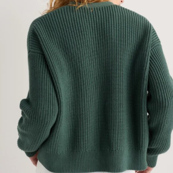 Quince Green Fisherman Boxy Cropped Cardigan Sweater XS Boxy - Picture 2 of 2
